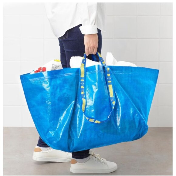 Large Blue IKEA Frakta Shopping Tote Bag With Handles Reusable & Durable Materia - Picture 2 of 5